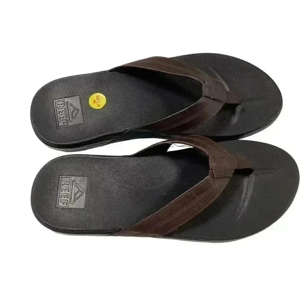Reef Cushion Phantom LE Mens 13 Thong Slide Sandals Black Brown Leather NEW